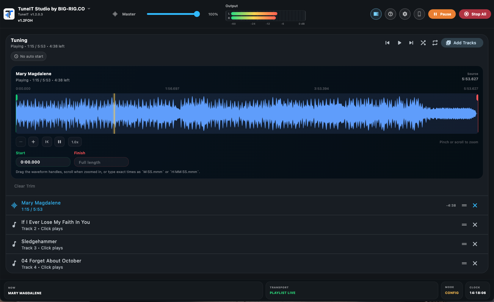 TuneIT waveform trim editor
